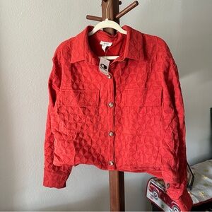 privy Baked Apple Red Quilted Crop Jacket